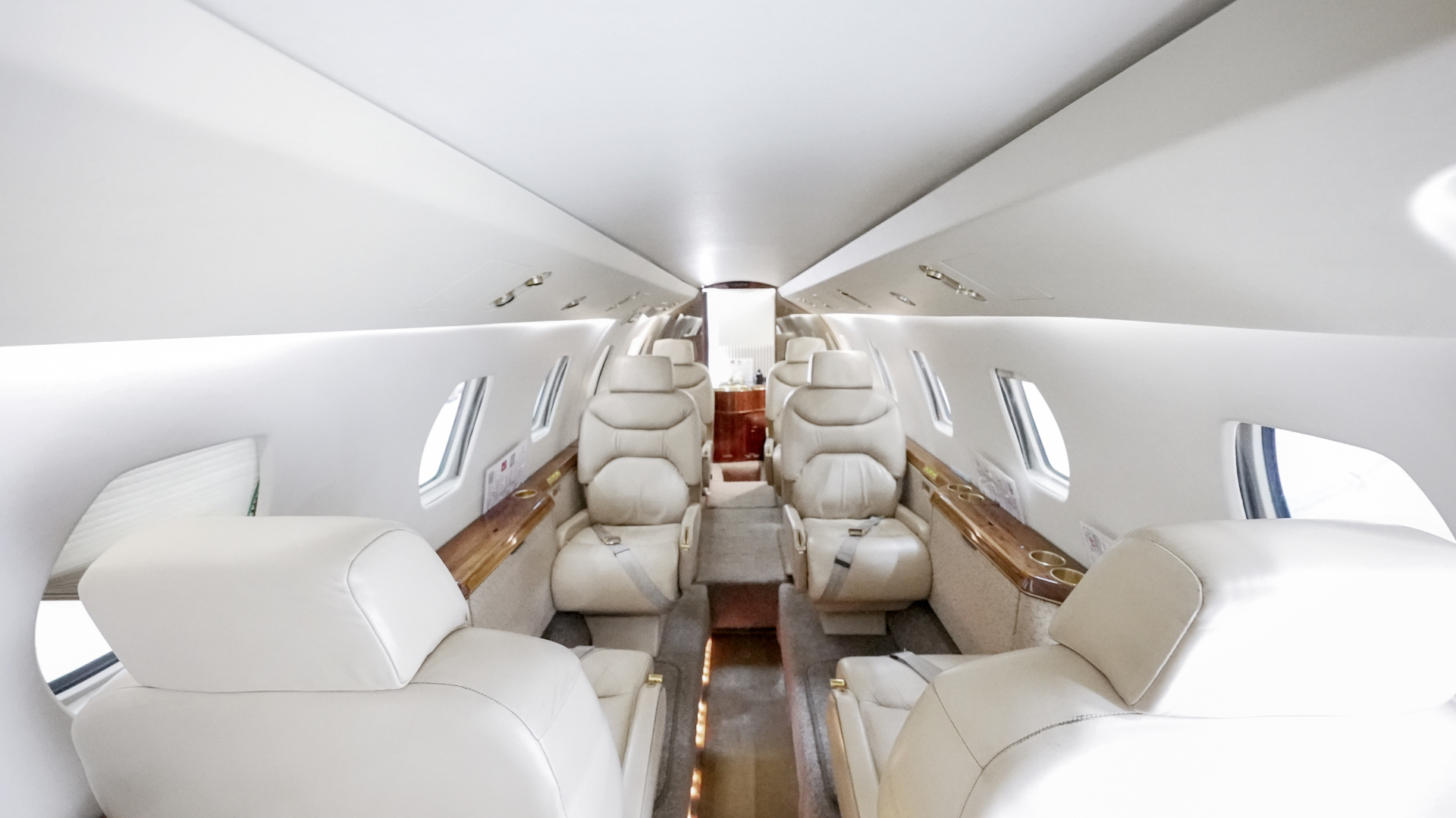 Luxury private jet cabin interior