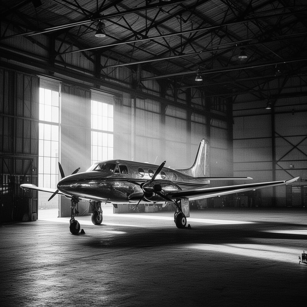 Vintage hangar with private aircraft